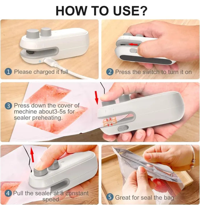 2-in-1 USB Rechargeable Mini Bag Sealer & Cutter