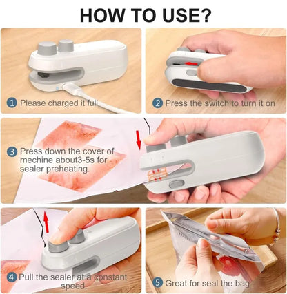 2-in-1 USB Rechargeable Mini Bag Sealer & Cutter